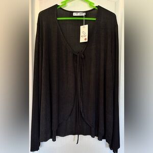 Black Tie Front Cardigan NWT Size XL